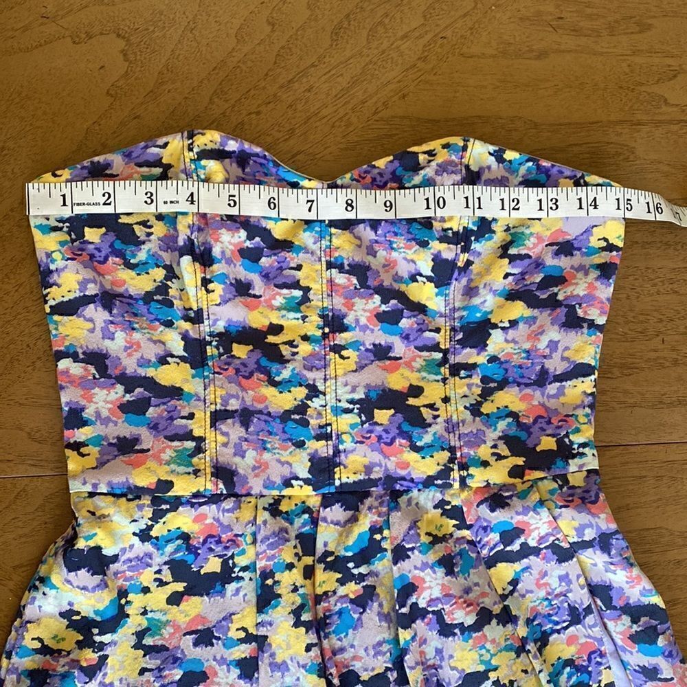 Charlotte Ronson Mini Sweetheart Strapless Dress in Abstract Watercolor Size 4 - Picture 11 of 14